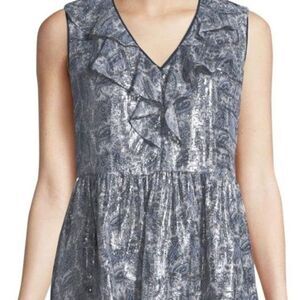 Kobi Halperin Silk Paisley Print Metallic Kaiya Tank Women's Size Large